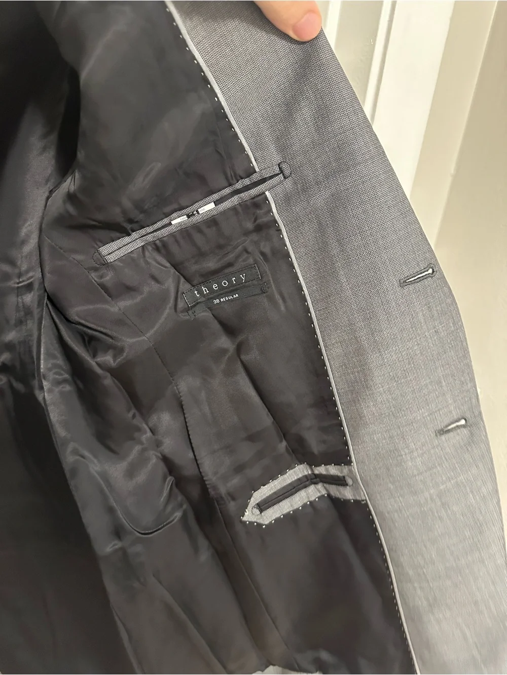 Theory 38R 100% Wool Light Grey Sport Coat Blazer